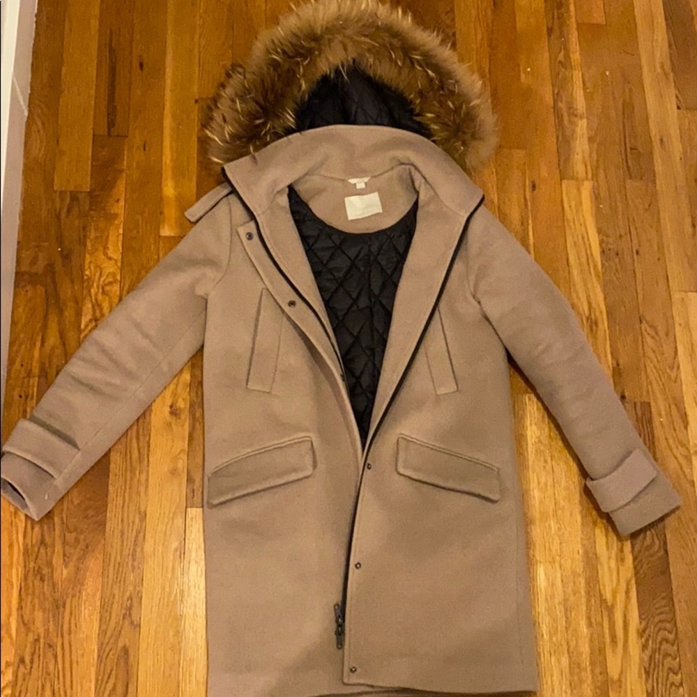 Soia & Kyo Wool Jacket with Fur Hood